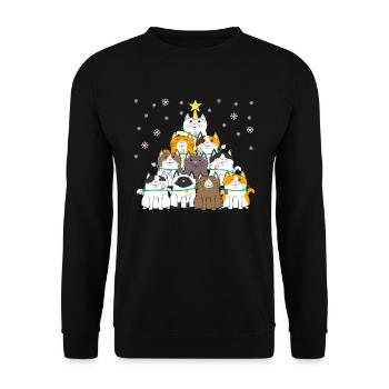 Arbre de noël chat chaton sapin - Sweat-shirt Unisexe - noir - Devant - Alina (178cm) & Michal (187cm)