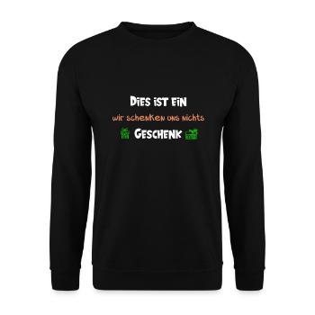 Dies ist ein wir schenken uns nichts Geschenk - Unisex Pullover - Schwarz - Vorne - Alina (178cm) & Michal (187cm)