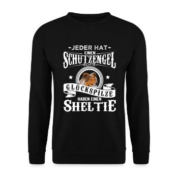 Sheltie Shetland Sheepdog Hund Geschenk - Unisex Pullover - Schwarz - Vorne - Alina (178cm) & Michal (187cm)