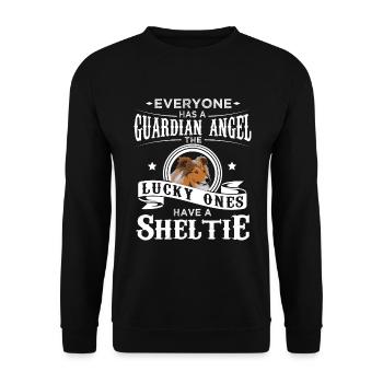 Cadeau de chien de berger Sheltie Shetland - Sweat-shirt Unisexe - noir - Devant - Alina (178cm) & Michal (187cm)