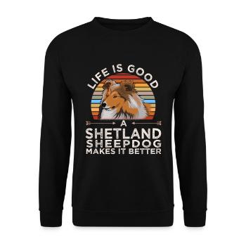 Sheltie Dog Shetland Sheepdog Cadeau - Sweat-shirt Unisexe - noir - Devant - Alina (178cm) & Michal (187cm)