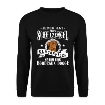 Bordeaux Dogge Hund Geschenk - Unisex Pullover - Schwarz - Vorne - Alina (178cm) & Michal (187cm)