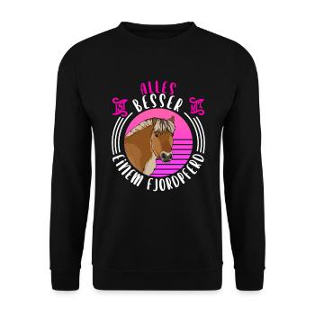Fjordpferd Fjordi Geschenkidee Fjordpony - Unisex Pullover - Schwarz - Vorne - Alina (178cm) & Michal (187cm)