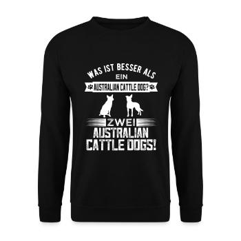 Zwei Australian Cattle Dogs lustiger Spruch - Unisex Pullover - Schwarz - Vorne - Alina (178cm) & Michal (187cm)