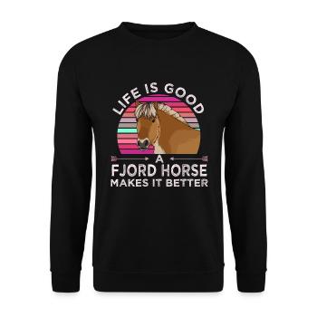 Fjordpferd Norweger Geschenk Reiterin - Unisex Pullover - Schwarz - Vorne - Alina (178cm) & Michal (187cm)