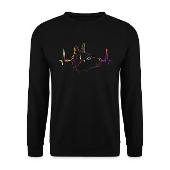 EKG d'art de ligne de chien de bétail australien coloré - Sweat-shirt Unisexe - noir - Devant - Alina (178cm) & Michal (187cm)