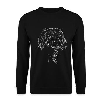 Cadeau d'art de ligne de chien de teckel à poil long - Sweat-shirt Unisexe - noir - Devant - Alina (178cm) & Michal (187cm)