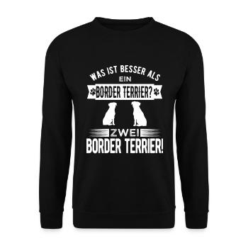 Zwei Border Terrier Hunde sind besser - Unisex Pullover - Schwarz - Vorne - Alina (178cm) & Michal (187cm)