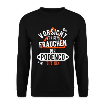 Lustiges Podenco Hund Geschenk Frauchen - Unisex Pullover - Schwarz - Vorne - Alina (178cm) & Michal (187cm)