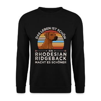 Rhodesian Ridgeback Hund - Unisex Pullover - Schwarz - Vorne - Alina (178cm) & Michal (187cm)