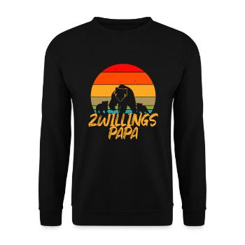 Zwillingspapa Zwillingsvater Geschenk - Unisex Pullover - Schwarz - Vorne - Alina (178cm) & Michal (187cm)