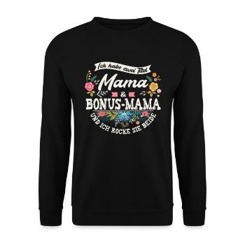 Stiefmama Bonus-Mama Geschenk - Unisex Pullover - Schwarz - Vorne - Alina (178cm) & Michal (187cm)