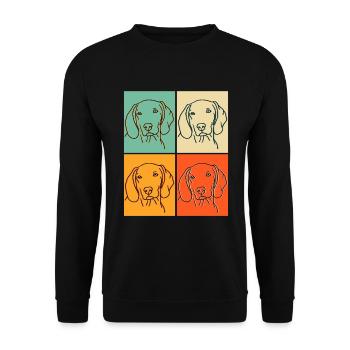Weimaraner Popart Geschenk - Unisex Pullover - Schwarz - Vorne - Alina (178cm) & Michal (187cm)