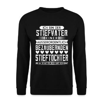 Stiefvater Stiefväter Stiefpapa Stieftocher - Unisex Pullover - Schwarz - Vorne - Alina (178cm) & Michal (187cm)