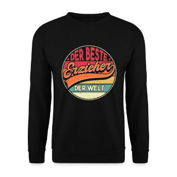 Erzieher Kindergärtner Geschenk - Unisex Pullover - Schwarz - Vorne - Alina (178cm) & Michal (187cm)
