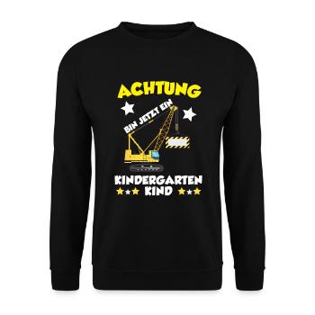 Ich Bin Jetzt Ein Kindergartenkind Müll Kran - Unisex Pullover - Schwarz - Vorne - Alina (178cm) & Michal (187cm)