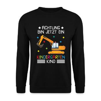 Ich Bin Jetzt Ein Kindergartenkind Bagger - Unisex Pullover - Schwarz - Vorne - Alina (178cm) & Michal (187cm)
