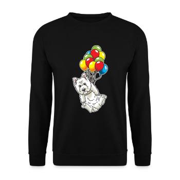 West Highland White Terrier avec ballons Westie - Sweat-shirt Unisexe - noir - Devant - Alina (178cm) & Michal (187cm)