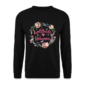 Weltbeste Hebamme Hebammem Geschenk - Unisex Pullover - Schwarz - Vorne - Alina (178cm) & Michal (187cm)