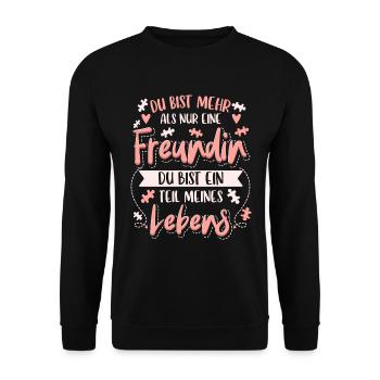Beste Freundin Geschenke Beste Freundinnen - Unisex Pullover - Schwarz - Vorne - Alina (178cm) & Michal (187cm)