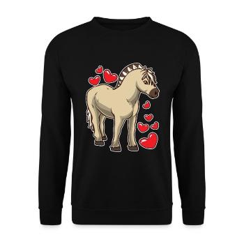 Fjordpferd Geschenk - Unisex Pullover - Schwarz - Vorne - Alina (178cm) & Michal (187cm)
