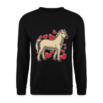 Fjordpferd Geschenk - Unisex Pullover - Schwarz - Vorne - Alina (178cm) & Michal (187cm)