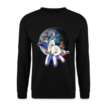 Wolf - Unisex Pullover - Schwarz - Vorne - Alina (178cm) & Michal (187cm)