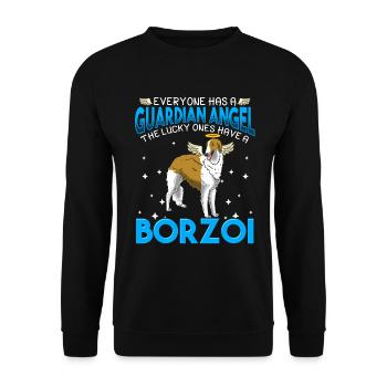 Barsoi Hund Geschenk - Unisex Pullover - Schwarz - Vorne - Alina (178cm) & Michal (187cm)