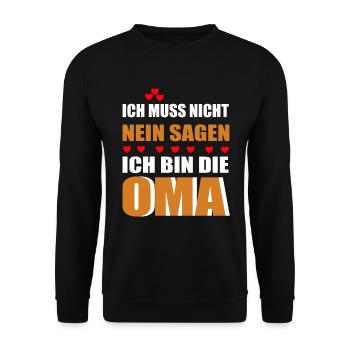 Ich bin die Oma - Unisex Pullover - Schwarz - Vorne - Alina (178cm) & Michal (187cm)
