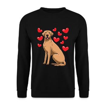 Broholm dog with hearts - Unisex Sweatshirt - black - Front - Alina (178cm) & Michal (187cm)