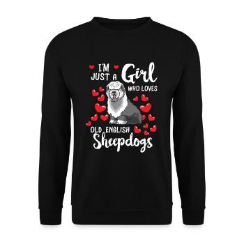 Old English Sheepdog Bobtail chien - Sweat-shirt Unisexe - noir - Devant - Alina (178cm) & Michal (187cm)