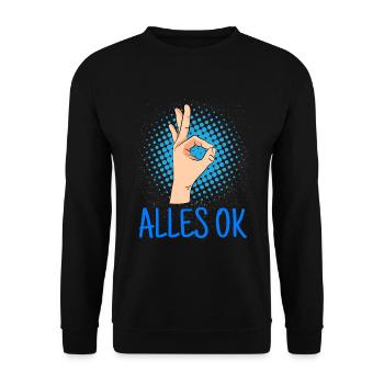 Alles ok? Alles ok! Handzeichen Tauchen - Unisex Pullover - Schwarz - Vorne - Alina (178cm) & Michal (187cm)