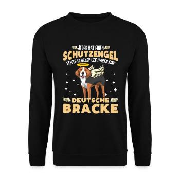 Deutsche Bracke Hund mit Spruch - Unisex Pullover - Schwarz - Vorne - Alina (178cm) & Michal (187cm)