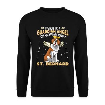 St. Bernard with angel wings - Unisex Sweatshirt - black - Front - Alina (178cm) & Michal (187cm)