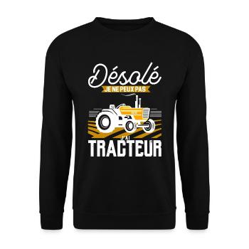 tee shirt je ne peux pas j'ai tracteur-bis - Sweat-shirt Unisexe - noir - Devant - Alina (178cm) & Michal (187cm)