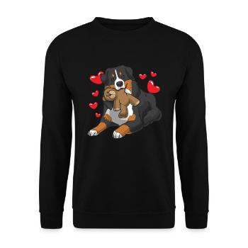 Berner Sennenhund avec des cœurs - Sweat-shirt Unisexe - noir - Devant - Alina (178cm) & Michal (187cm)
