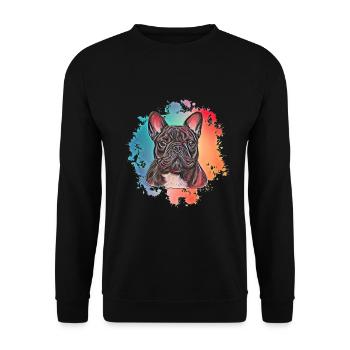 French Bulldog - Unisex Sweatshirt - black - Front - Alina (178cm) & Michal (187cm)