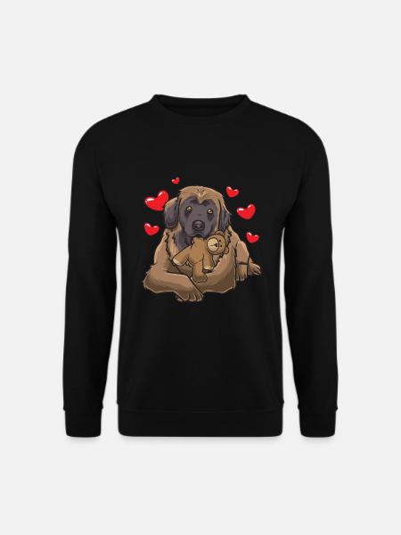 Süßer Leonberger Hund mit Plüschtier - Unisex Pullover - Schwarz
