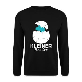 Kleiner Bruder Dinosaurier - Unisex Pullover - Schwarz - Vorne - Alina (178cm) & Michal (187cm)