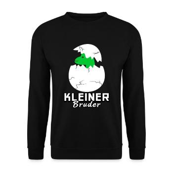 Kleiner Bruder Dinosaurier - Unisex Pullover - Schwarz - Vorne - Alina (178cm) & Michal (187cm)