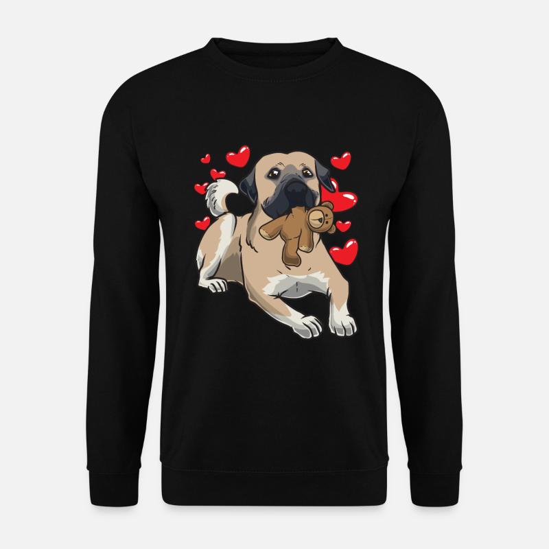 Kangal Hund mit Stofftier und vielen Herzen - Unisex Pullover - Schwarz