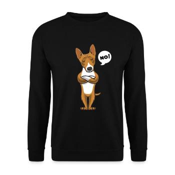 Sturer Basenji Hund lustig - Unisex Pullover - Schwarz - Vorne - Alina (178cm) & Michal (187cm)