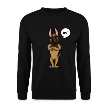 Sturer Malinois Hund Belgischer Schäferhund - Unisex Pullover - Schwarz - Vorne - Alina (178cm) & Michal (187cm)