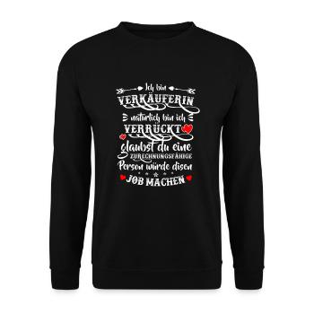 Verkäuferin Fachverkäuferin Einzelhandel Frauen - Unisex Pullover - Schwarz - Vorne - Alina (178cm) & Michal (187cm)