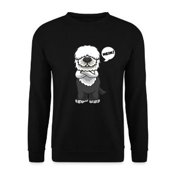 Sturer Old English Sheepdog Hund lustig Hundefan - Unisex Pullover - Schwarz - Vorne - Alina (178cm) & Michal (187cm)