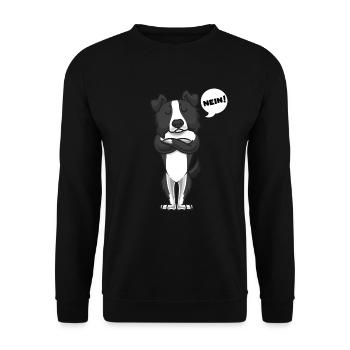 Sturer Border Collie Hund lustig Bordercollie - Unisex Pullover - Schwarz - Vorne - Alina (178cm) & Michal (187cm)