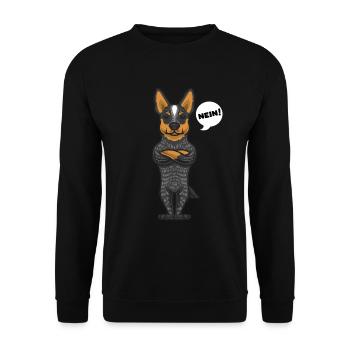 Sturer Australian Cattle Dog Hund lustig Hundefan - Unisex Pullover - Schwarz - Vorne - Alina (178cm) & Michal (187cm)
