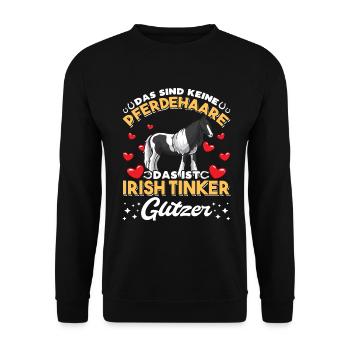 Irish Tinker Pferde Spruch Pferdehaare lustig - Unisex Pullover - Schwarz - Vorne - Alina (178cm) & Michal (187cm)