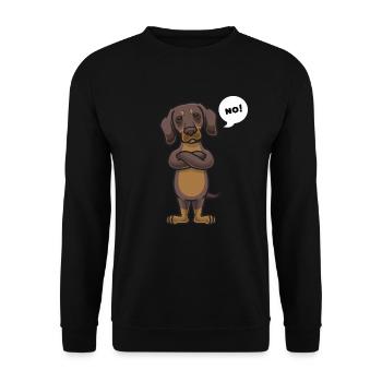 Sturer Dachshund Dog Teckel Gift - Unisex Sweatshirt - black - Front - Alina (178cm) & Michal (187cm)