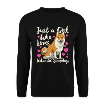 Islandhund Isländischer Spitz Hund - Unisex Pullover - Schwarz - Vorne - Alina (178cm) & Michal (187cm)